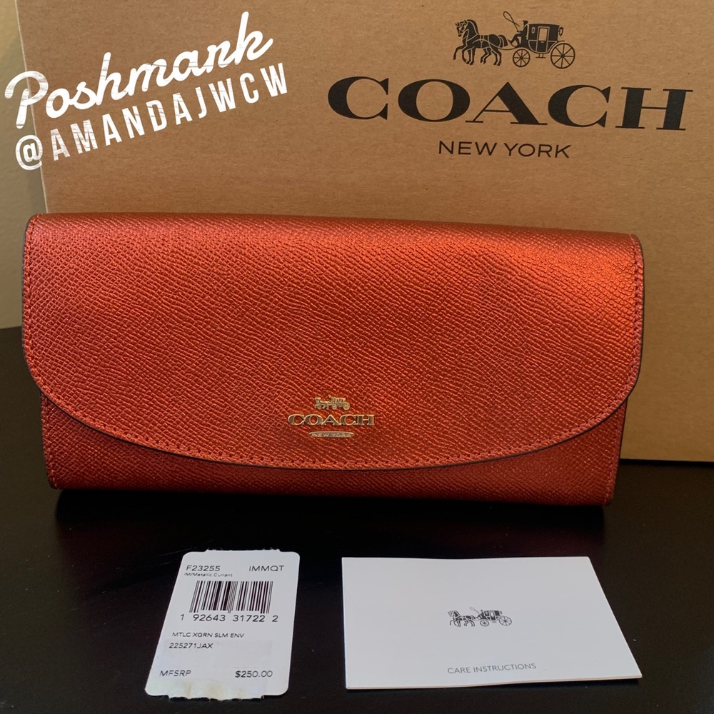 Coach Metallic Envelope Wallet- NWT